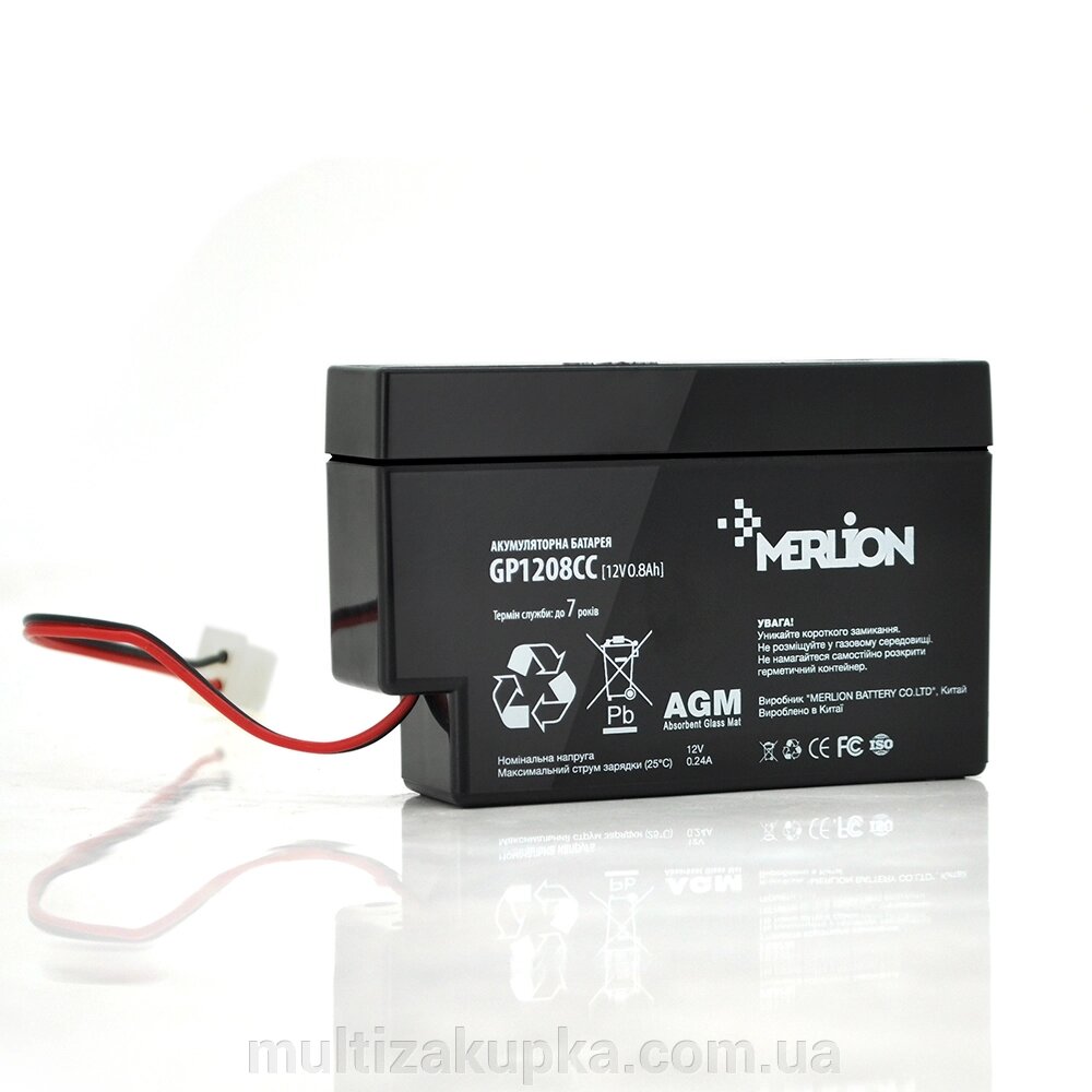 Акумуляторна батарея MERLION AGM GP1208СС 12 V 0,8Ah (95 х 23 х 60) Q40 від компанії Mультізакупка - фото 1