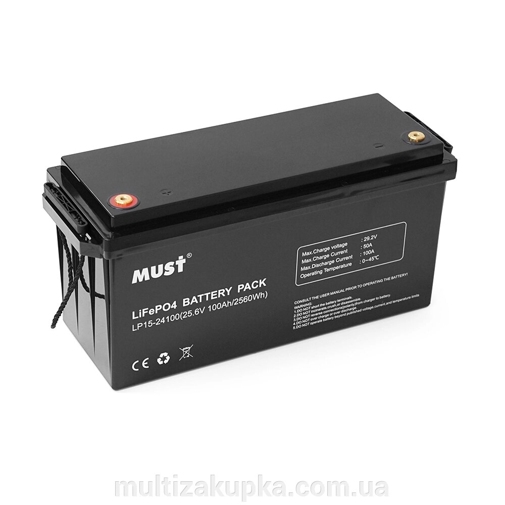 Акумуляторна батарея Must LiFePO4 LP15-24100 25,6V 100Ah, 2,56kWh, BMS50A@4S, 6000 cycles, 522x240x218, 23kg від компанії Mультізакупка - фото 1