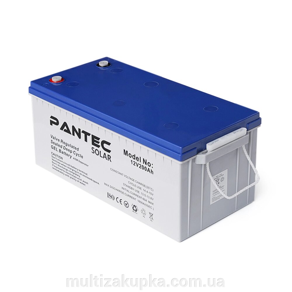 Акумуляторна батарея PANTEC  200-12 GEL 12V 200 Ah (522 x 240 x 224), 60.3 kg Grey Q1/48 від компанії Mультізакупка - фото 1