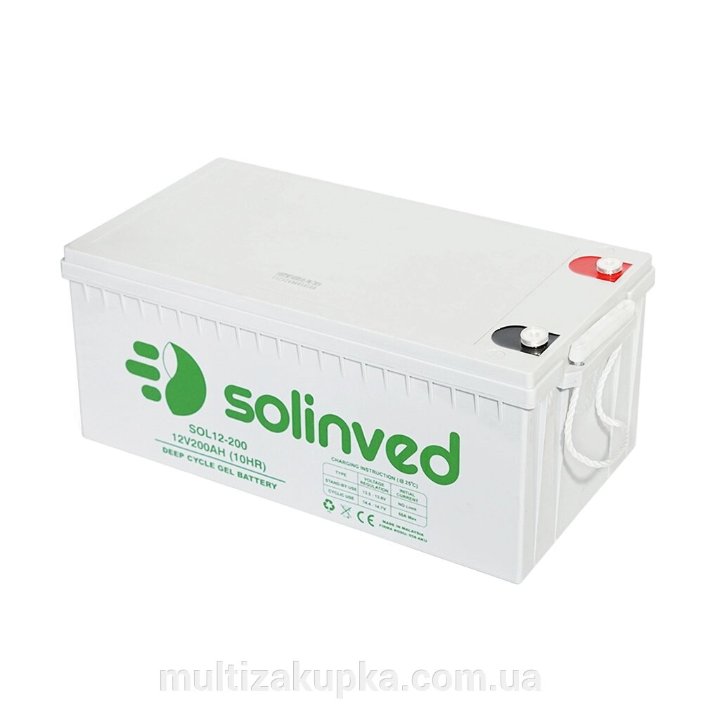 Акумуляторна батарея SOLINVED 200-12 GEL 12V 200 Ah (522 x 240 x 224), 60.3 kg Grey Q1/48 від компанії Mультізакупка - фото 1