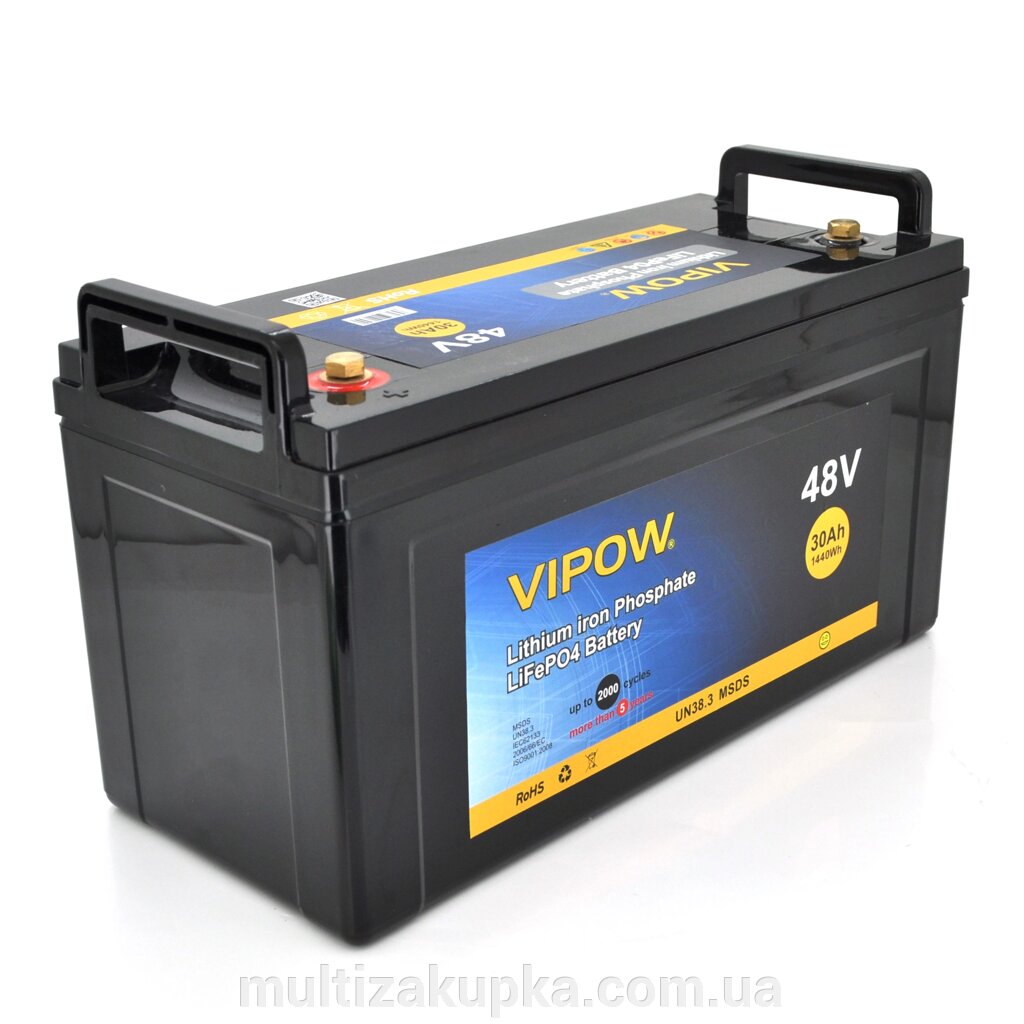 Акумуляторна батарея Vipow LiFePO4 51,2V 30Ah з вбудованою ВМS платою 40A, 48V (550*210*220) від компанії Mультізакупка - фото 1