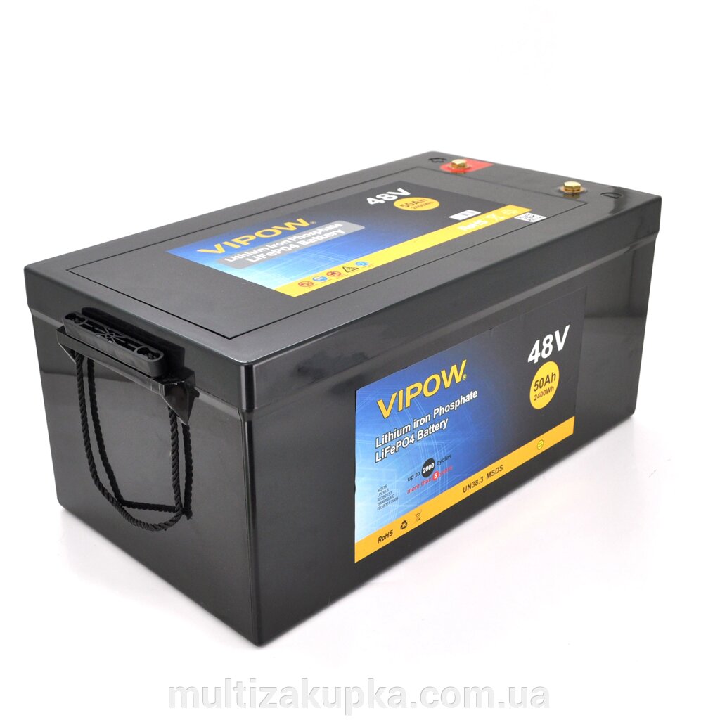 Акумуляторна батарея Vipow LiFePO4 51,2V 50Ah з вбудованою ВМS платою 40A, 48V (520x269x220) від компанії Mультізакупка - фото 1