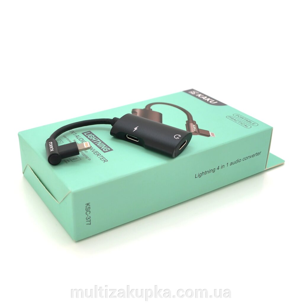 Аудіоконвертор iKAKU KSC-377 MAIQI 4 in 1 audio converter Lightning, Black, Box від компанії Mультізакупка - фото 1