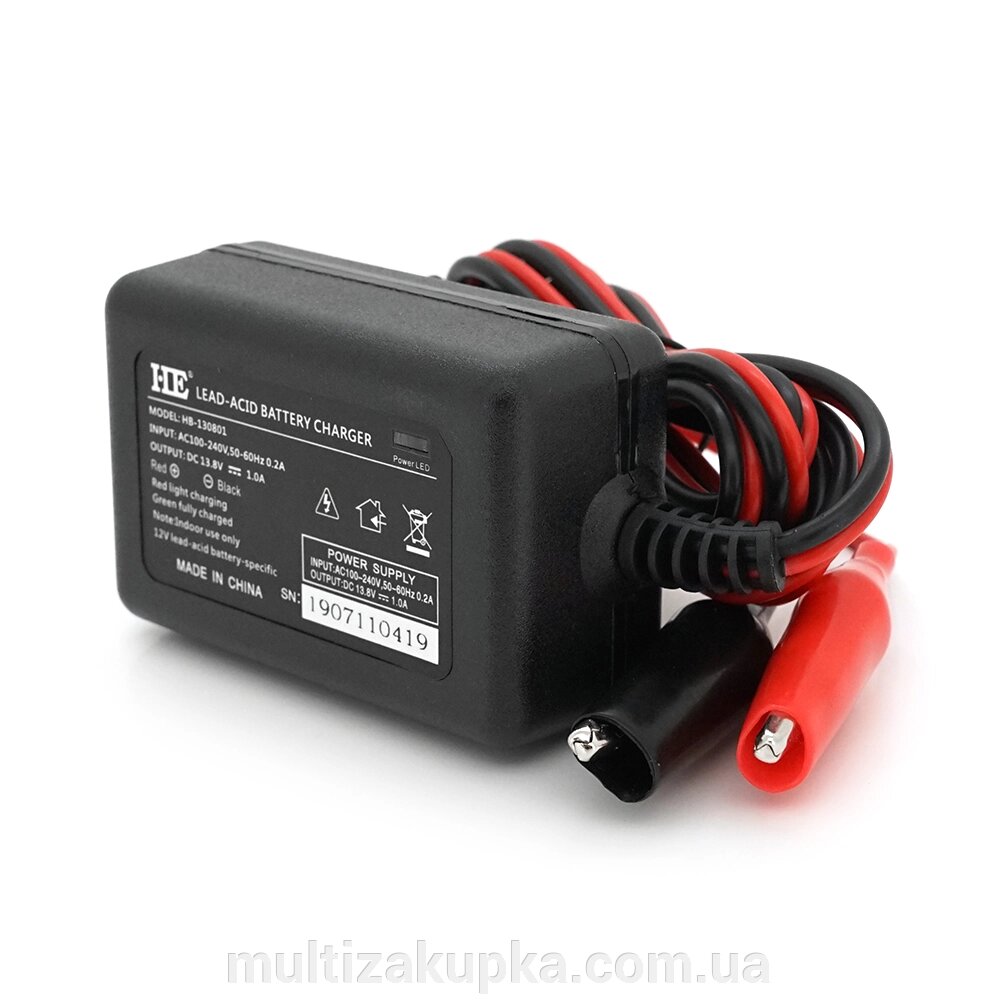 Автоматичний ЗУ для акумулятора HE 12V, 100-260V, 1A, LCD, клемі (AGM/Gel/Lead) від компанії Mультізакупка - фото 1