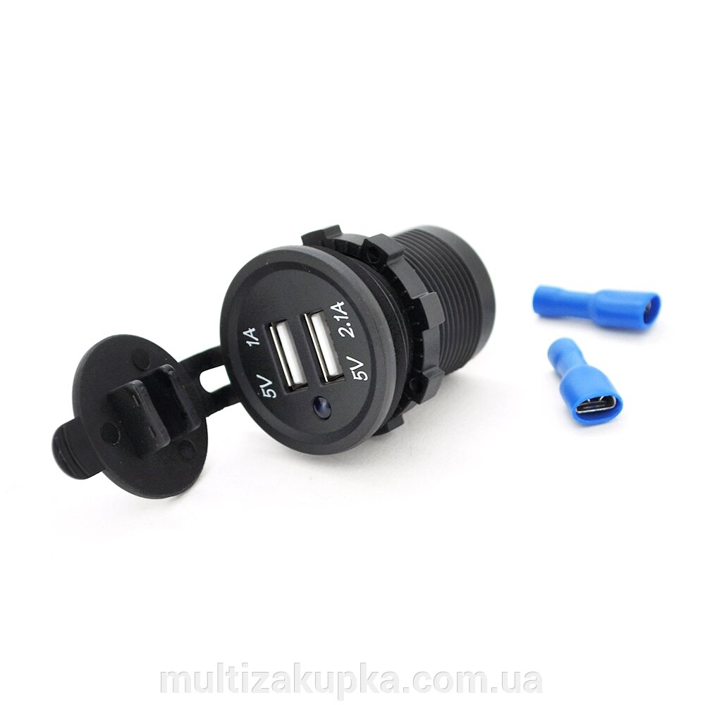 АЗУ KWG-Р15-S, 12-24V, 2x USB, 5V, Black, Box від компанії Mультізакупка - фото 1