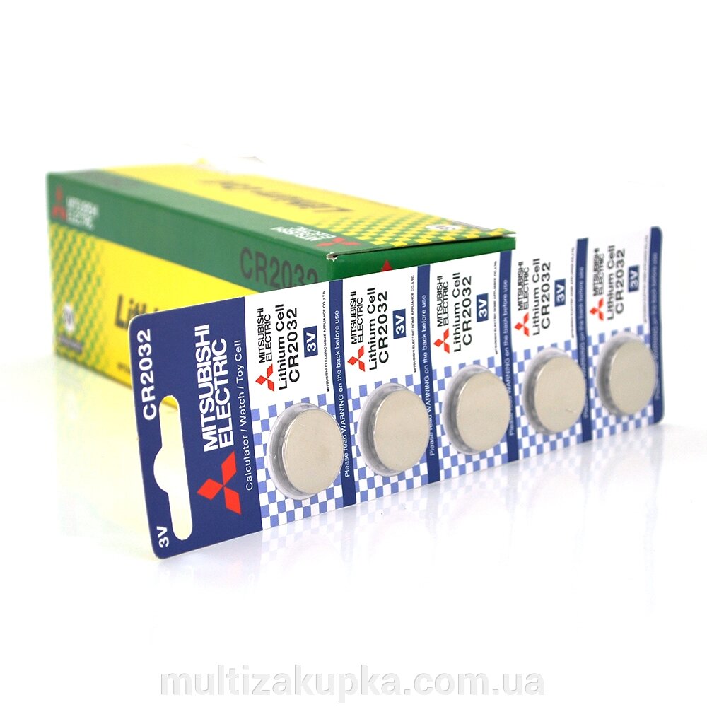 Батарейка літієва MITSUBISHI CR2032 5pcs/card, 100pcs/inner box, 5000pcs/ctn від компанії Mультізакупка - фото 1