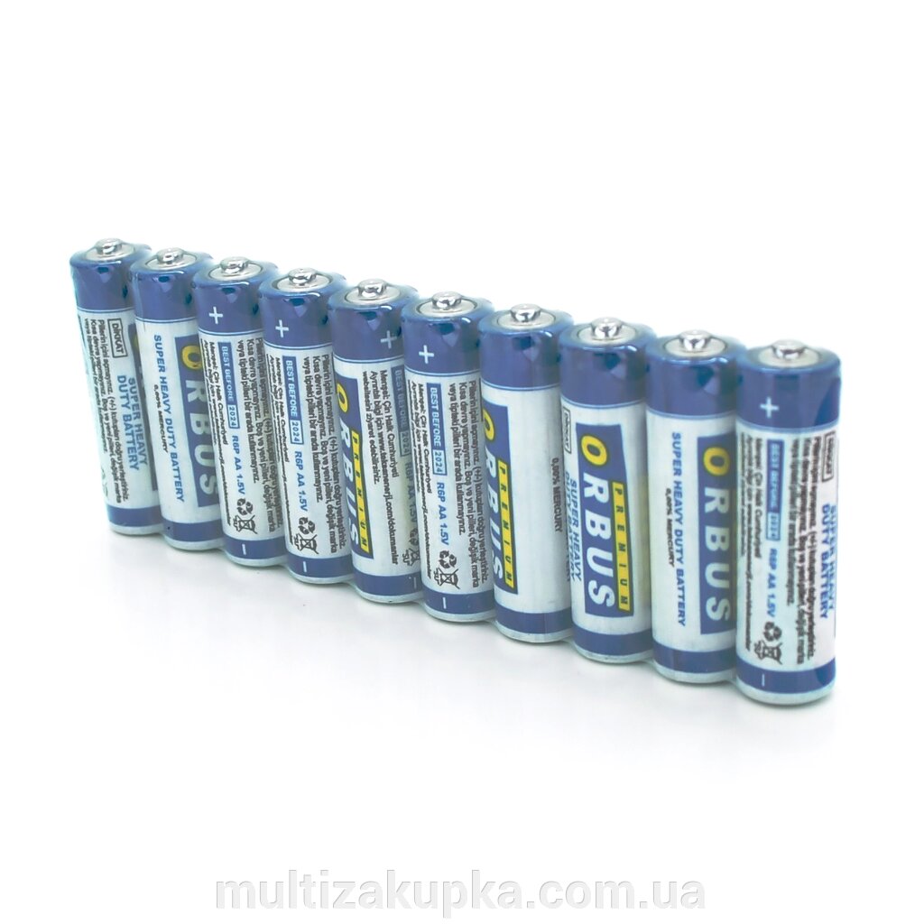 Батарейка сольова Orbus Zinc Carbon 1.5V AA/LR06, 10  штуки shrink від компанії Mультізакупка - фото 1