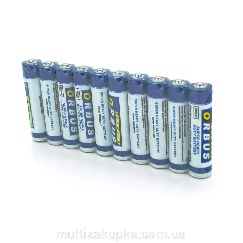 Батарейка сольова Orbus Zinc Carbon 1.5V AAA/LR03, 10 штуки shrink від компанії Mультізакупка - фото 1