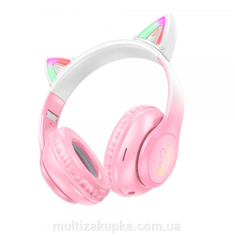 Бездротові навушники Bluetooth HOCO W42, White/Pink, Box від компанії Mультізакупка - фото 1