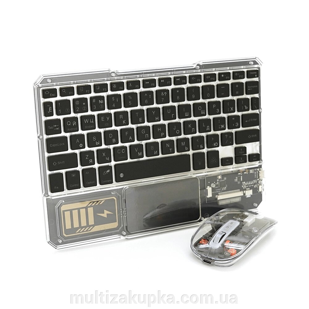 Бездротовий комплект YT-KB333 (KB+Mouse), (Eng / Pyc), 2.4G, 78 клавіш, Black/Transparent, Box від компанії Mультізакупка - фото 1