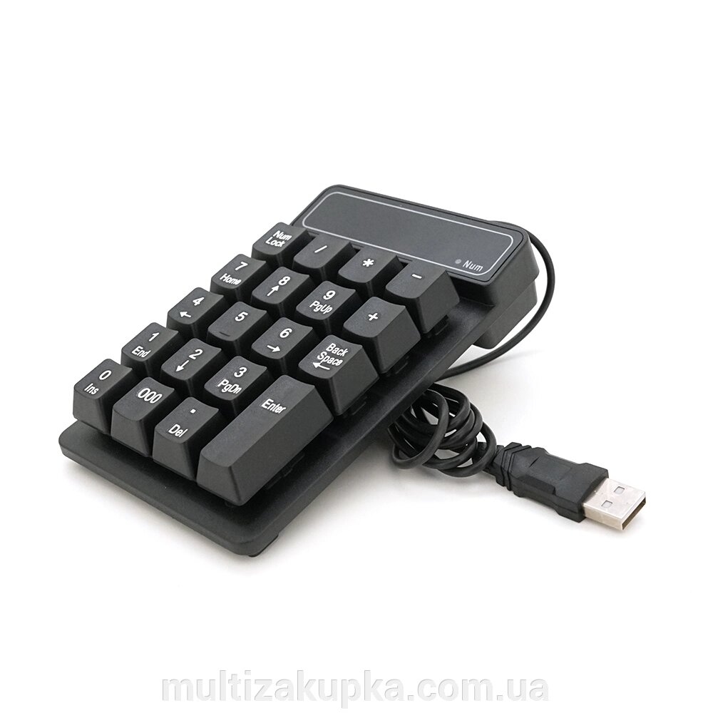 Цифрова клавіатура USB для ноутбука, довжина кабеля 150см, (135х85х33 мм) Black, 19к, Box від компанії Mультізакупка - фото 1