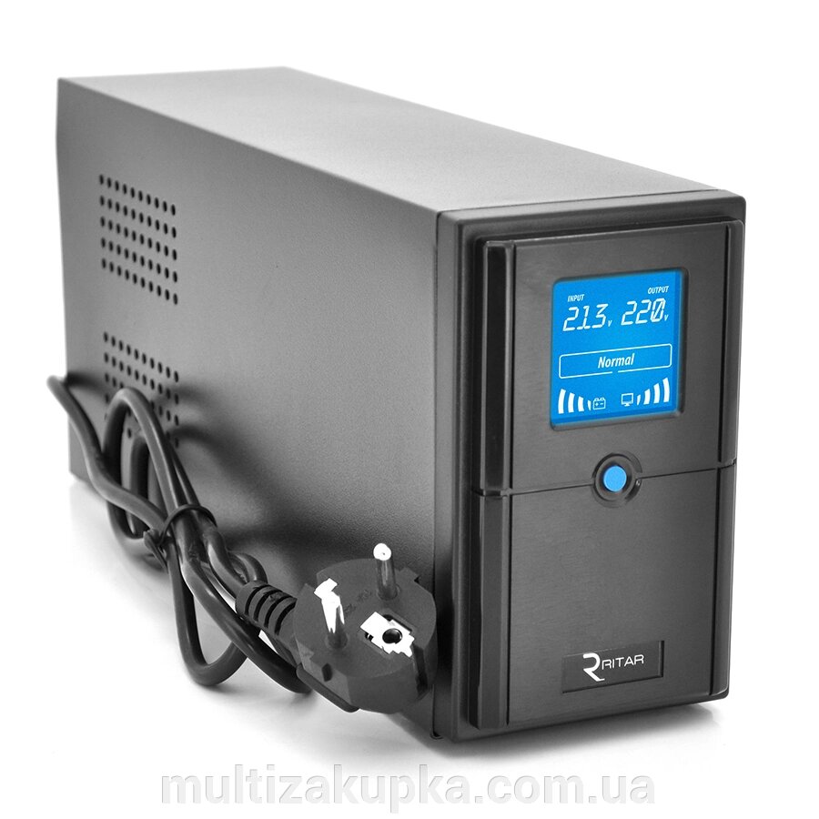 ДБЖ Ritar E-RTM1200 (720W) ELF-D, LCD, AVR, 3st, 3xSCHUKO socket, 2x12V7Ah, metal Case. Q2 (405*195*285)  10.2 кг від компанії Mультізакупка - фото 1