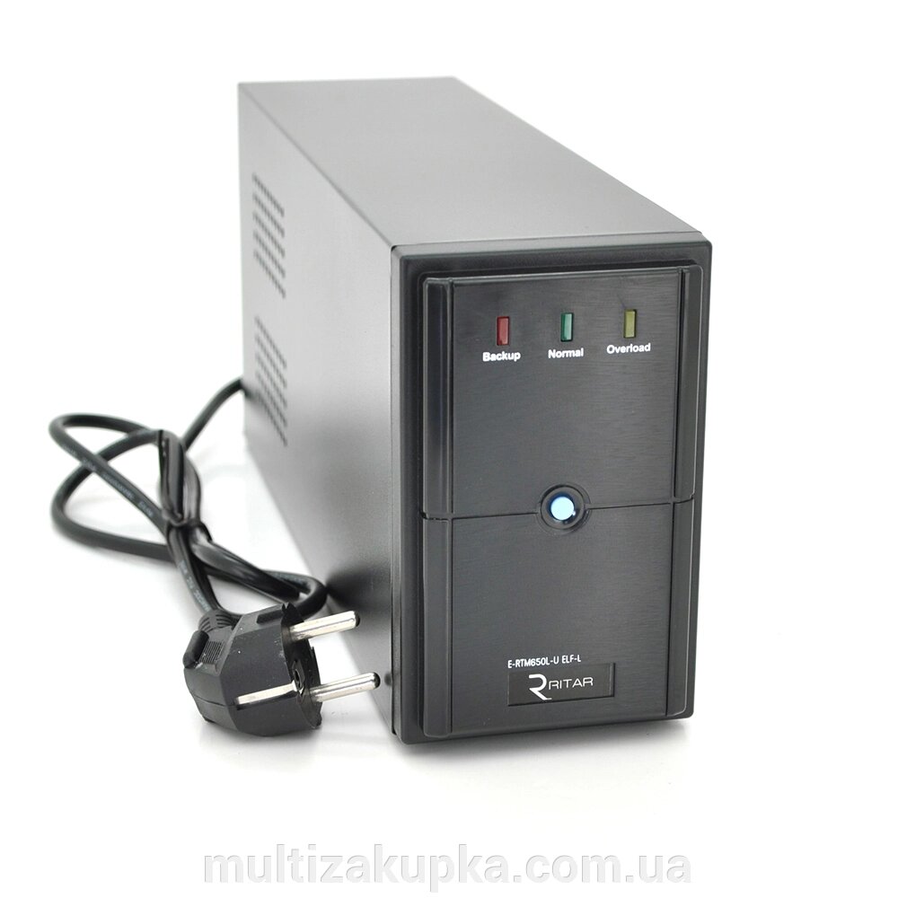 ДБЖ Ritar E-RTM650L-U (390W) ELF-L, LED, AVR, 2st, USB, 2xSCHUKO socket, 1x12V7Ah, metal Case Q4 (370*130*210) 4,8 кг від компанії Mультізакупка - фото 1