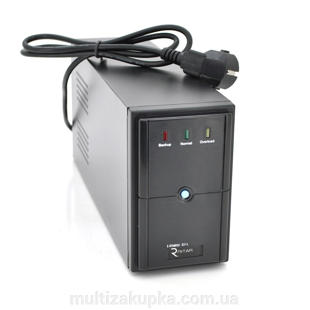 ДБЖ Ritar E-RTM850 (510W) ELF-L, LED, AVR, 2st, 2xSCHUKO socket, 1x12V9Ah, metal Case  Q4 (370*130*210)  5,8 кг від компанії Mультізакупка - фото 1