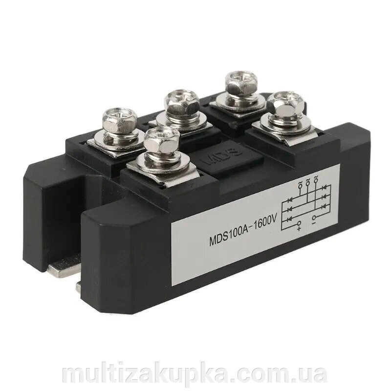 Діодний трифазний міст з радіатором KJW-MDS100, 100A/1600V від компанії Mультізакупка - фото 1