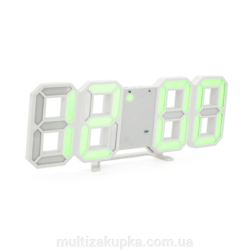 Електронний годинник VST-LY1089, будильник, живлення від кабелю 220V, Green Light, Box від компанії Mультізакупка - фото 1