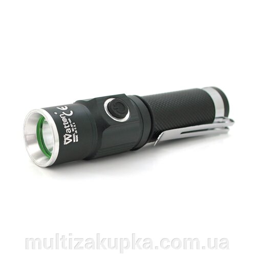 Ліхтар ручний watton WT-089, 1LED CREE Q5, 3W, 3 режими, black, IP40, сзу, 100х26х26мм, BOX