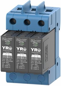 Фотогальванічний захист від перенапруги постійного струму YRSP-D2 DC SPD 3P 20-40KA 1000Vdc T2 триполюсний