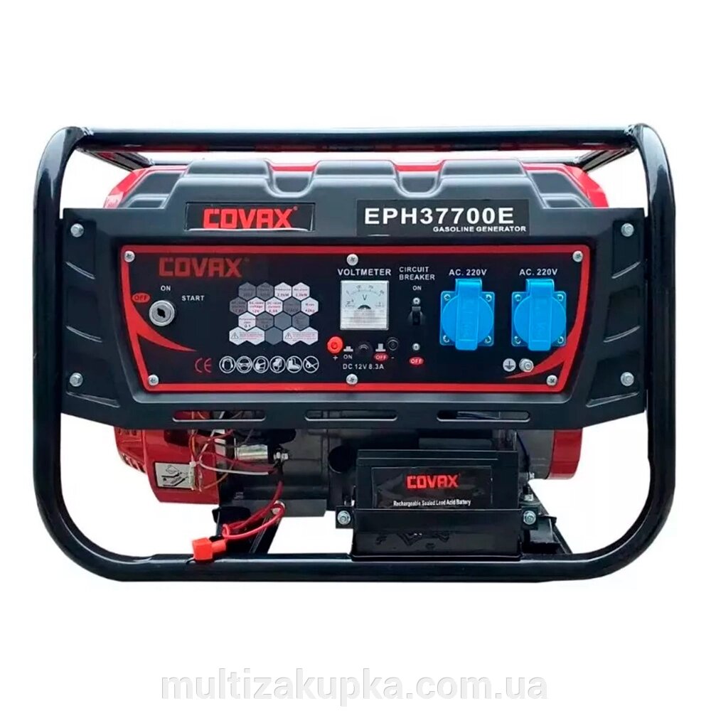 Генератор бензин COVAX ЕРН37700Е, однофазний 220V, 50Hz, 2,8KVA (3,0KW), об'єм 15л від компанії Mультізакупка - фото 1