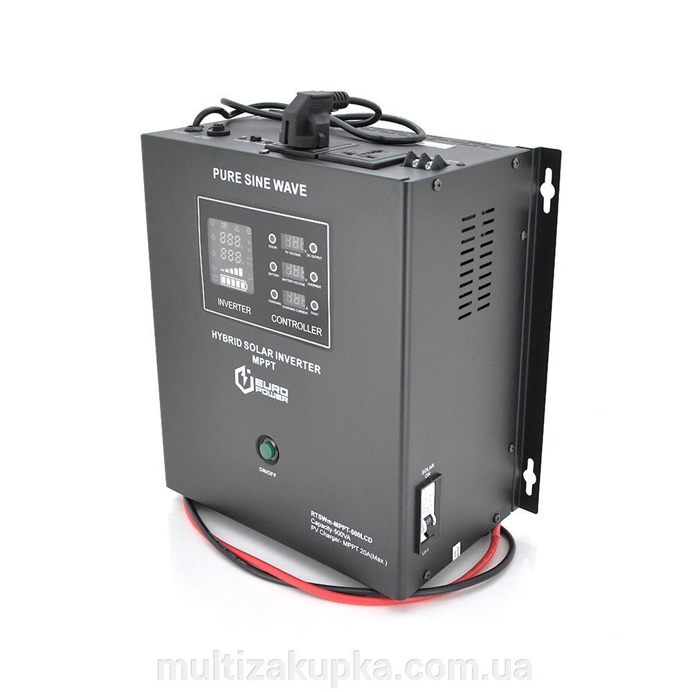 Гібридний інвертор Europower RTSWm-MPPT-500LCD, 300W, 12V, струм заряду 10A, 140-275V, MPPT (20/40А, 15-75Vdc) від компанії Mультізакупка - фото 1