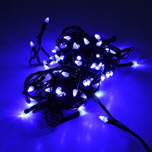 Гірлянди 100LED (Свічка) Blue, 8 режимів, 5 метрів, чорна ізоляція, BOX