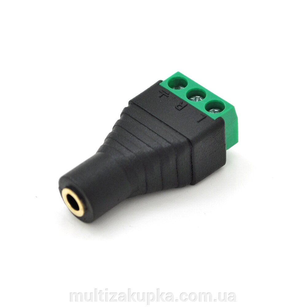 Гніздо для підключення  miniJack 3.5 Stereo (3 контакти) із клемами під кабель Q100 від компанії Mультізакупка - фото 1