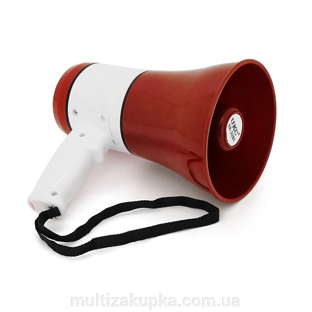 Гучномовець Megaphone ER-22BT, 15W, живлення від акумулятора 18650, СЗУ, Red/White, Box від компанії Mультізакупка - фото 1