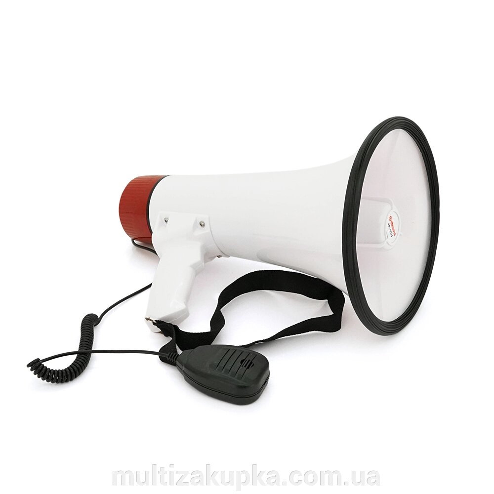 Гучномовець Megaphone ER-55U, 25W, живлення від акумулятора 6В, СЗУ, White/Red, Box від компанії Mультізакупка - фото 1