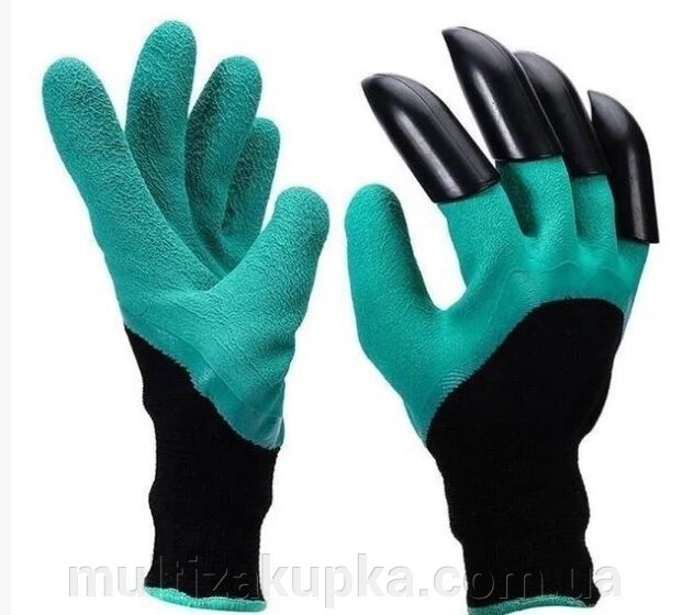 Гумові рукавички з кігтями для саду та городу Garden Genie Gloves від компанії Mультізакупка - фото 1