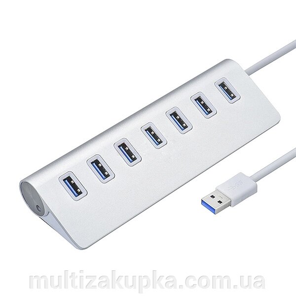 Хаб USB 3.0 алюмінієвий, 7 портів, 20 см, заряд до 900mAh, підтримка до 2TB, Пакет від компанії Mультізакупка - фото 1