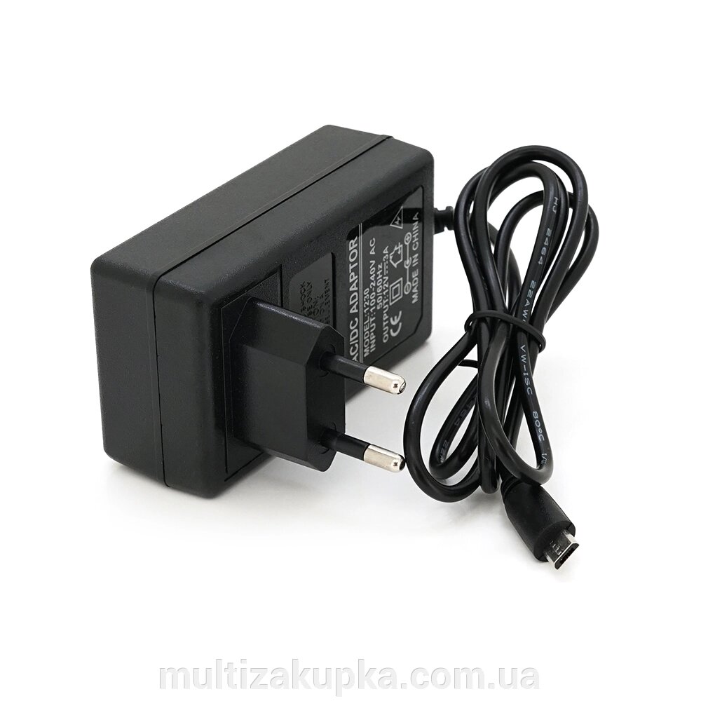 Імпульсний адаптер живлення XS-1230 12В 3А (36Вт) 220V-microUSB, довжина 0,9м від компанії Mультізакупка - фото 1