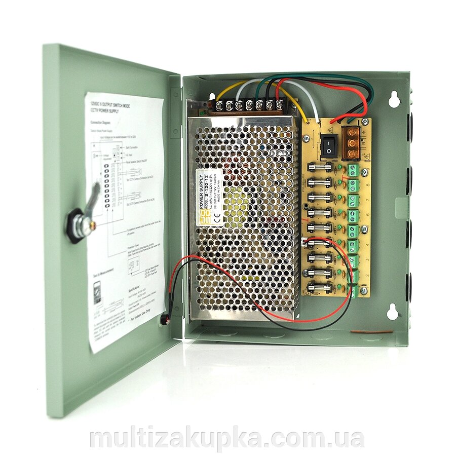 Імпульсний блок живлення 12V-10A / 9CH в боксі з замком перфорований, 9-ти канальний, Q20 від компанії Mультізакупка - фото 1