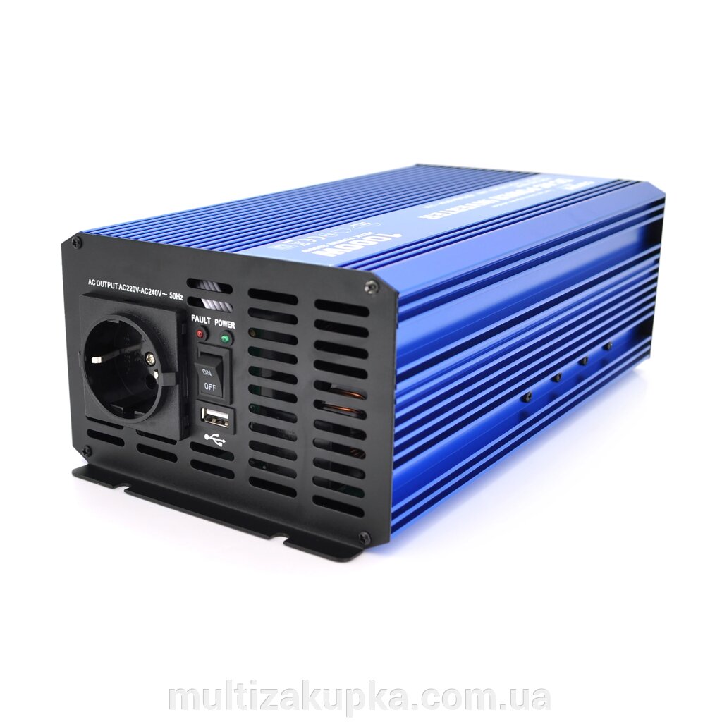 Інвертор напруги Carspa-SINUS P1000-242  (1000Вт), 12/220V, 1xShuko, 1USB, клеми, Box Q4 від компанії Mультізакупка - фото 1