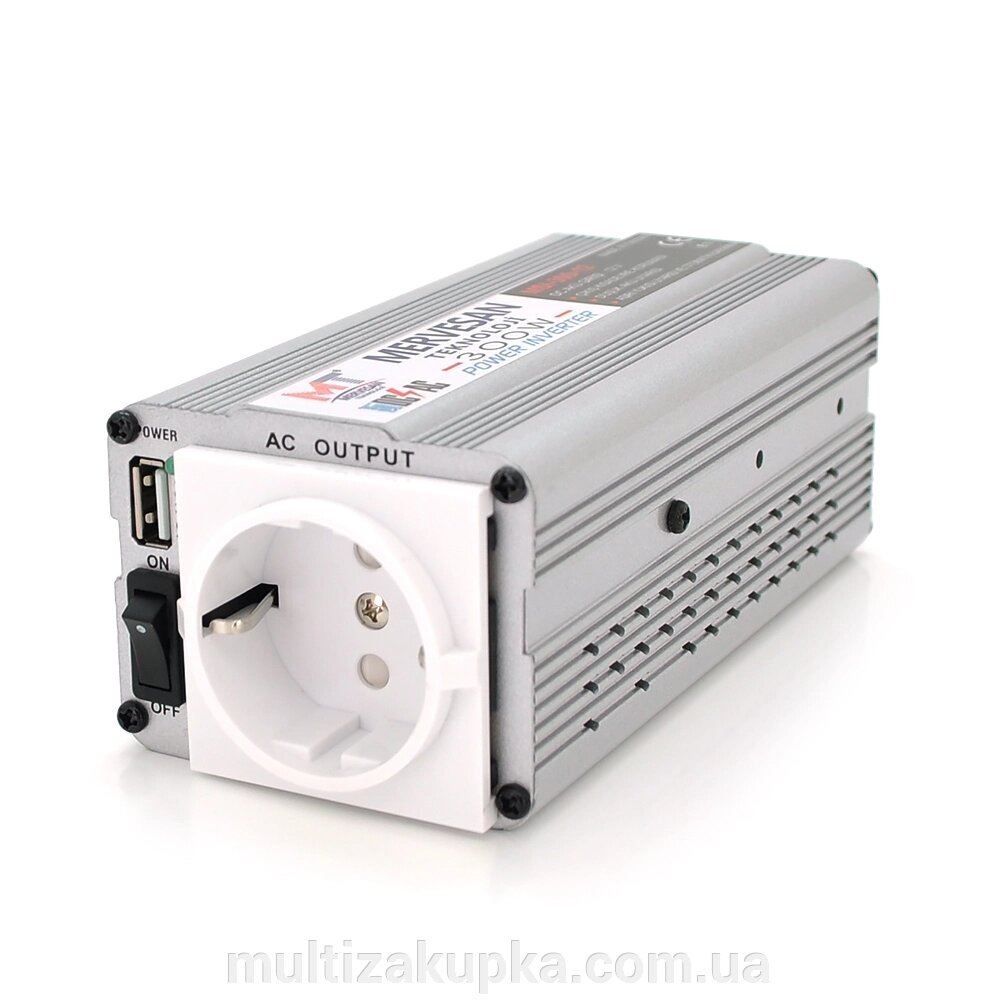 Інвертор напруги Mervesan MSI-300-12 (300W), 12/220V, approximated, 1Shuko, USB, клеми + затискачі, Box. Q16 від компанії Mультізакупка - фото 1