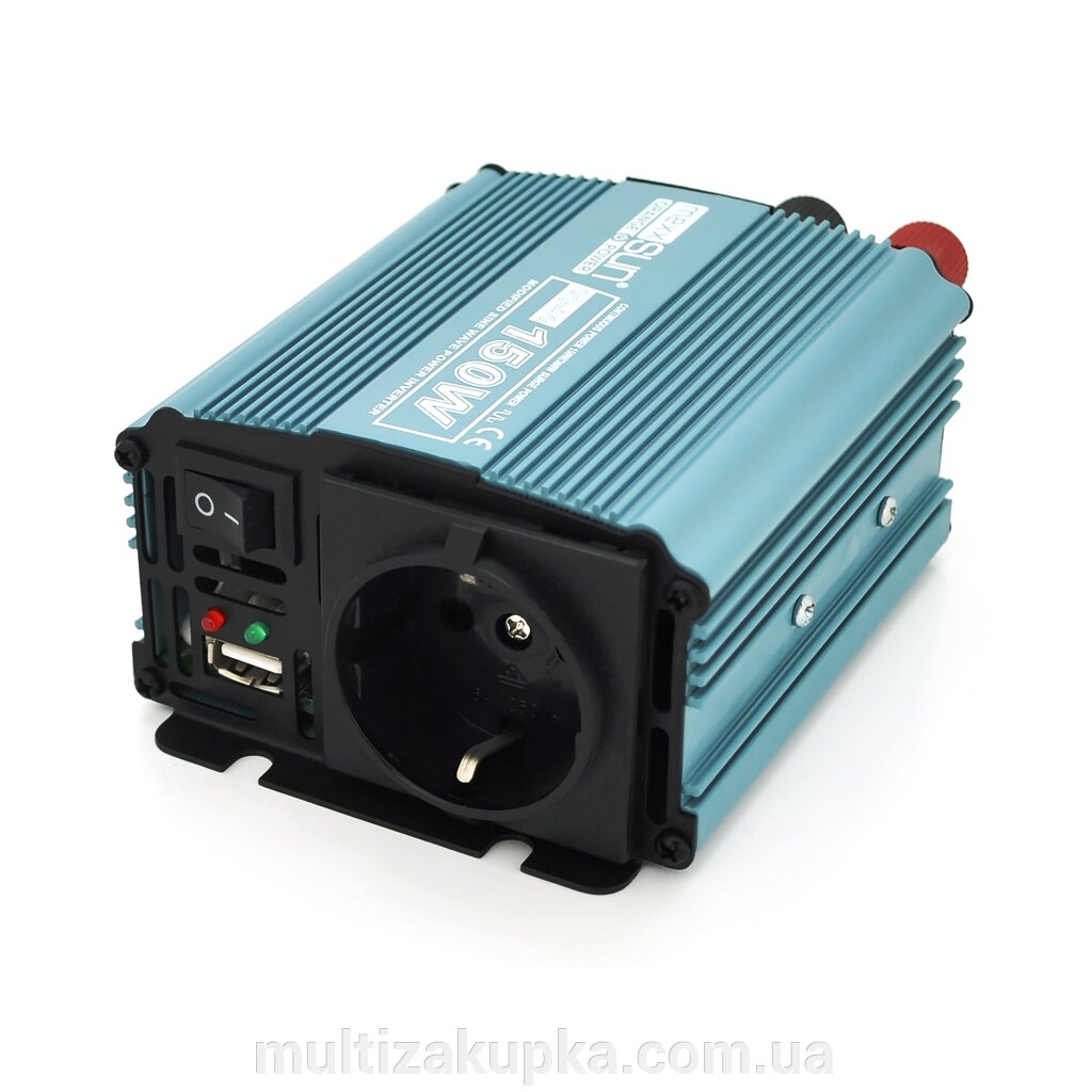 Інвертор напруги Mexxsun MXS-150, 12V/220V, 150W з модифікованою синусоїдою, 1 Shuko, клемні дроти, Q30 від компанії Mультізакупка - фото 1