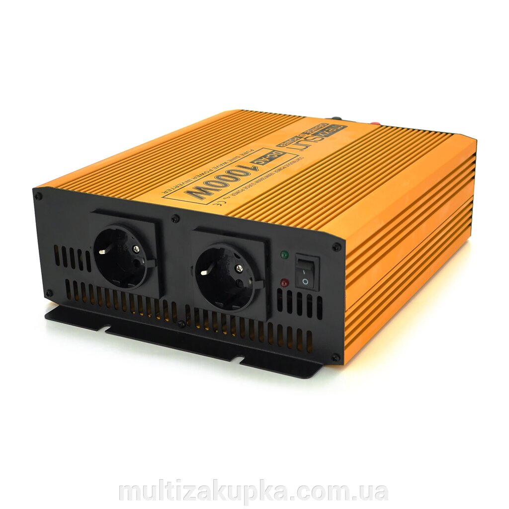 Інвертор напруги Mexxsun MXSPSW-1000, 12V/220V, 1000W з правильною синусоїдою, 2 Shuko, клемні дроти, Q4 від компанії Mультізакупка - фото 1