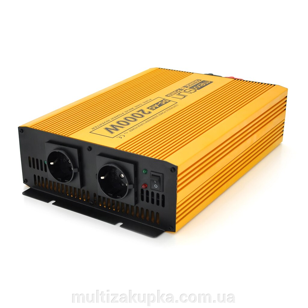 Інвертор напруги Mexxsun MXSPSW-2000, 12V/220V, 2000W з правильною синусоїдою, 2 Shuko, клемні дроти, Q2 від компанії Mультізакупка - фото 1