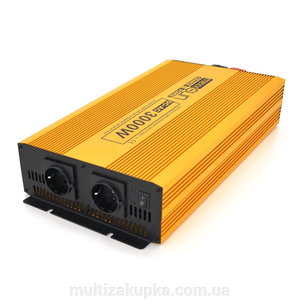 Інвертор напруги Mexxsun MXSPSW-3000, 12V/220V, 3000W з правильною синусоїдою, 2 Shuko, клемні дроти, Q2 від компанії Mультізакупка - фото 1