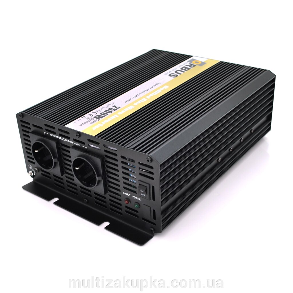 Інвертор напруги ORBUS ORMS24-2500 (2500Вт), 24/220V, approximated, 2 Shuko, клемні дроти, 6 запобіжників, Box. Q20 від компанії Mультізакупка - фото 1