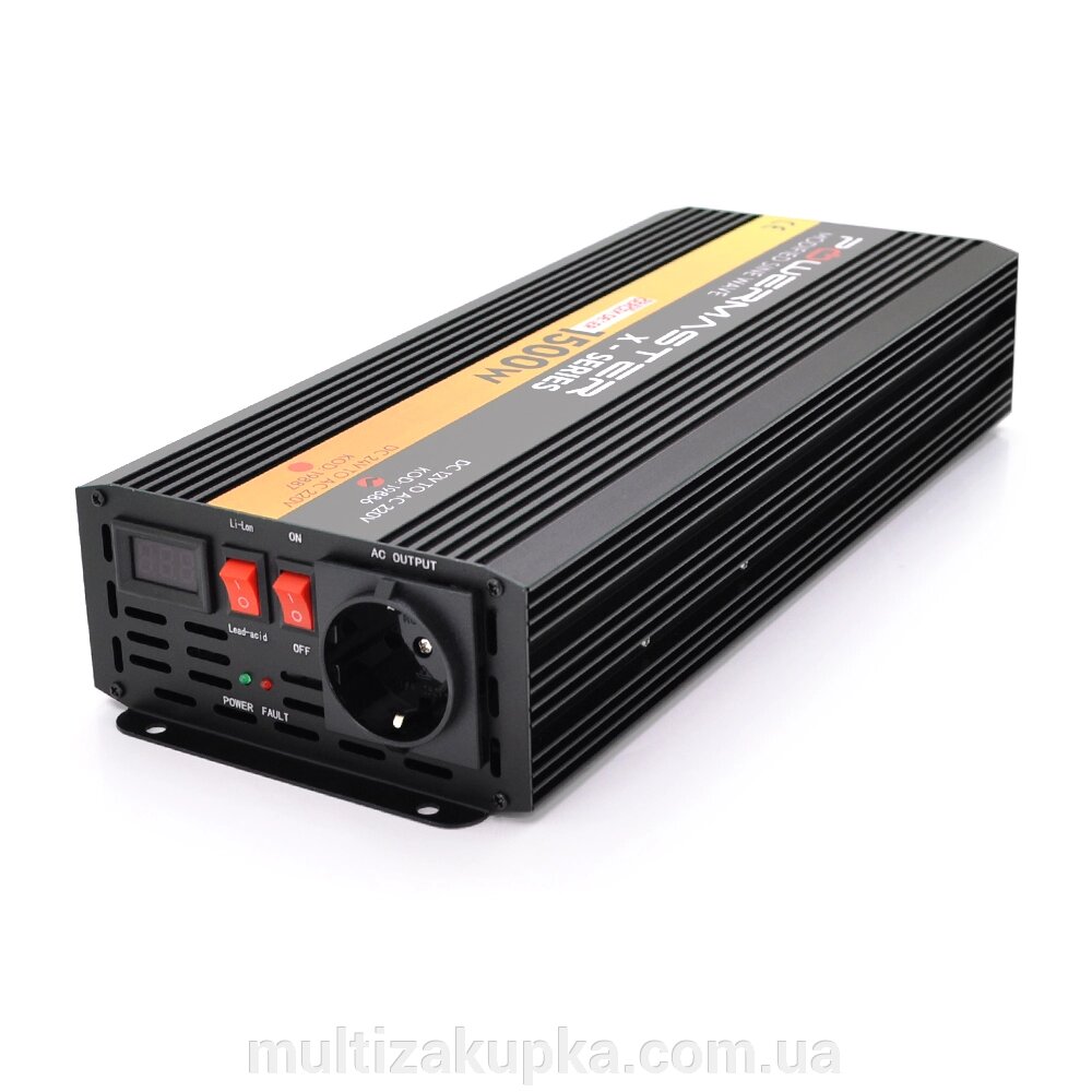 Інвертор напруги POWERMASTER-1500 (900Вт), 12/220V, approximated, 1 універсальна розетка, клем + крокодили, Box від компанії Mультізакупка - фото 1