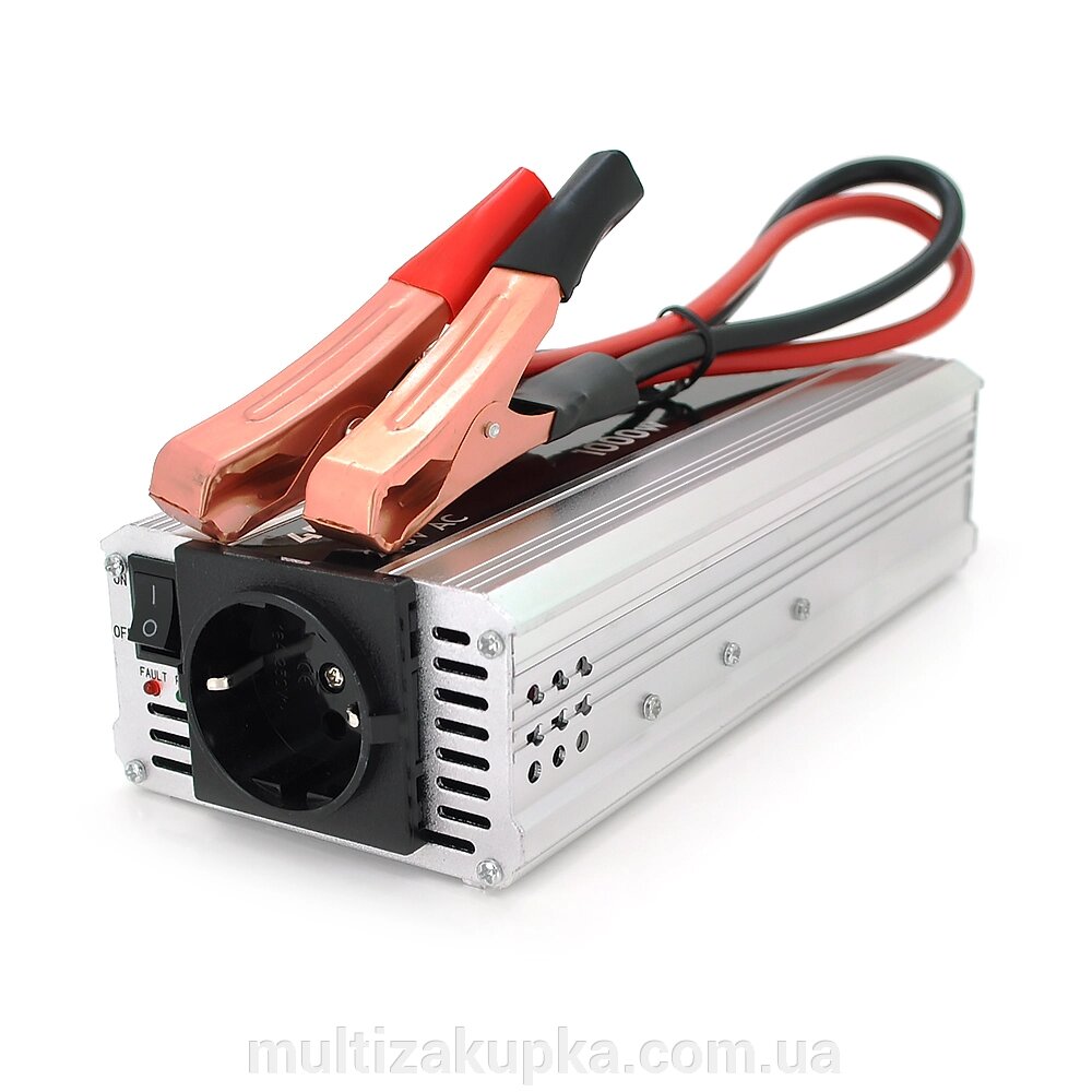 Інвертор напруги POWERMASTER, 24V/220V, 1000W з модифікованою синусоїдою, 1 Shuko, клеми від компанії Mультізакупка - фото 1