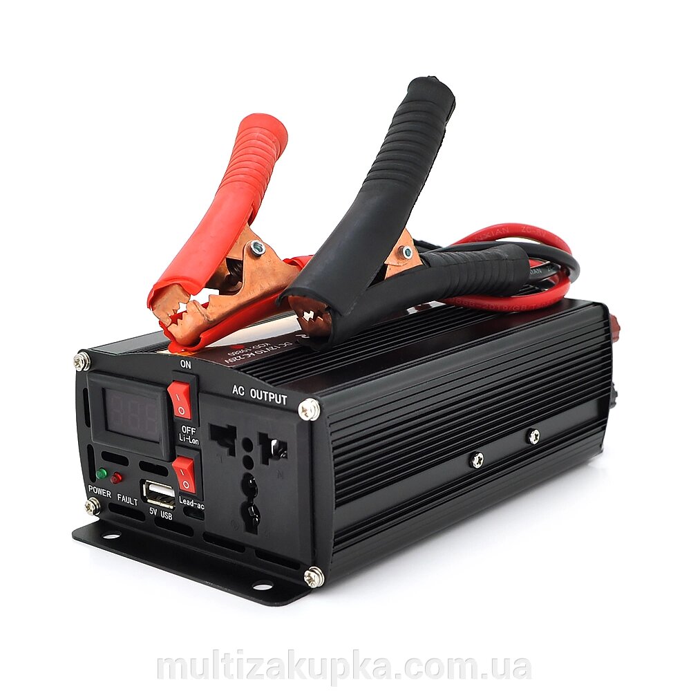 Інвертор напруги POWERMASTER, 24V/220V, 300W з модифікованою синусоїдою, 1 універсальна розетка, клеми від компанії Mультізакупка - фото 1