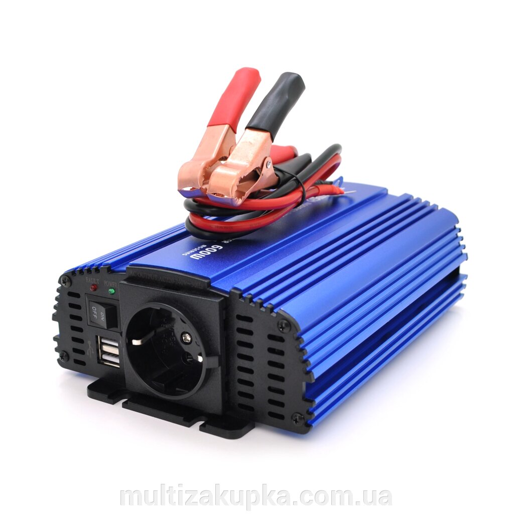 Інвертор напруги Tommatech MS-600, 12V/220V, 600W з апроксимованою синусоїдою, 1Shuko, USB, клемні дроти, АЗУ+ від компанії Mультізакупка - фото 1