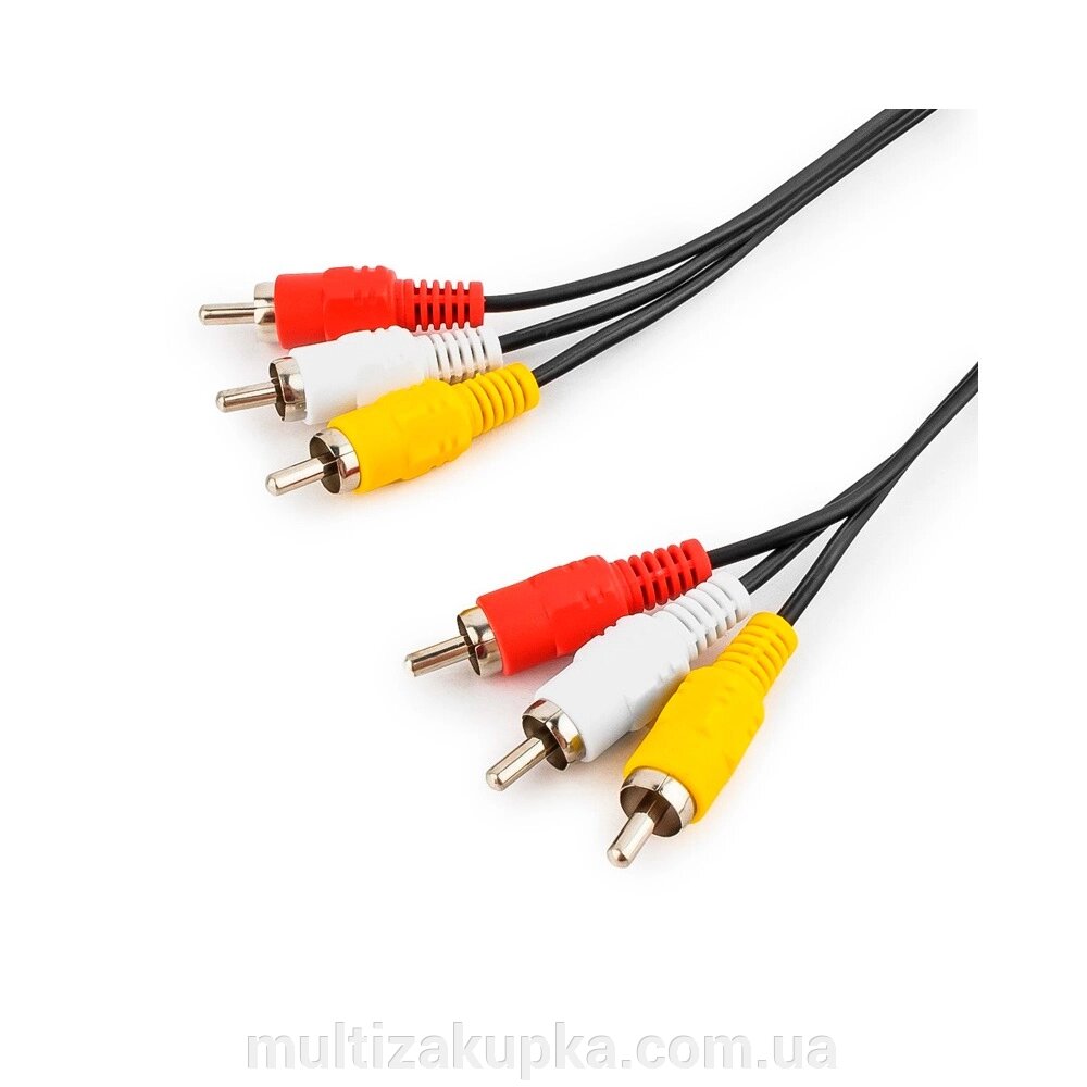 Кабель Audio-Video 3хRCA (тато) => 3хRCA (тато), GOLD connector, CU, круглий, Black, 1,5 м, (Пакет) Q500 від компанії Mультізакупка - фото 1