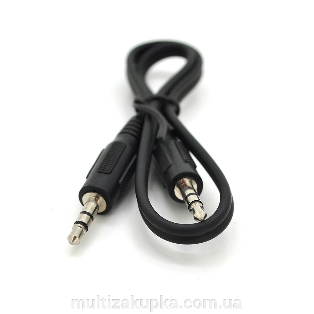 Кабель AUX Audio DC3.5 тато-тато 0,4м, GOLD Stereo Jack, (круглий) Black cable, Пакет Q500 від компанії Mультізакупка - фото 1