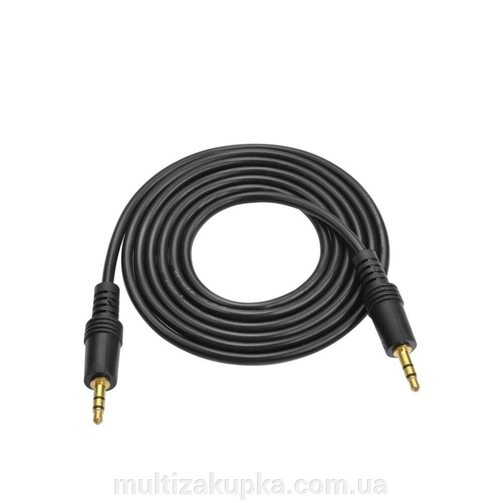 Кабель AUX Audio DC3.5 тато-тато 1.5м, GOLD Stereo Jack, (круглий) Black cable, Пакет Q500 від компанії Mультізакупка - фото 1