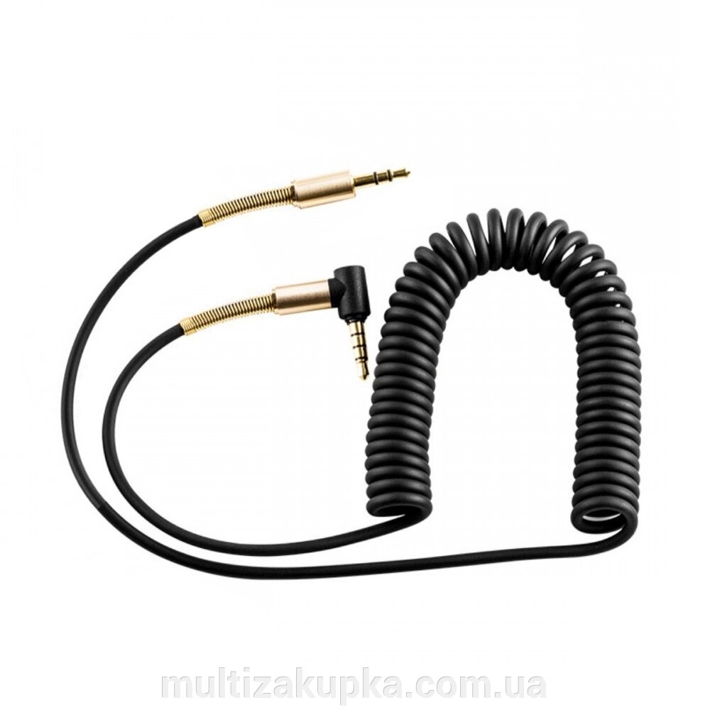 Кабель AUX Audio DC3.5 тато-тато 1.5м пружина, CCA Stereo Jack, (круглий) Black cable, Box від компанії Mультізакупка - фото 1