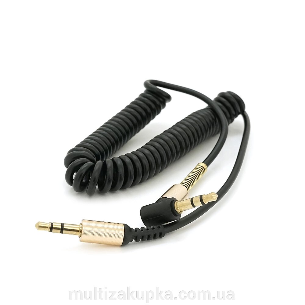 Кабель AUX Audio DC3.5 тато-тато 1.5м пружина, CCA Stereo Jack, (круглий) Black cable, Box від компанії Mультізакупка - фото 1