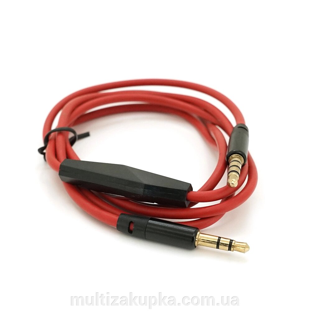 Кабель AUX з мікрофоном Audio DC3.5 тато-тато 1.0м, CCA Stereo Jack, (круглий) Red cable, Box від компанії Mультізакупка - фото 1