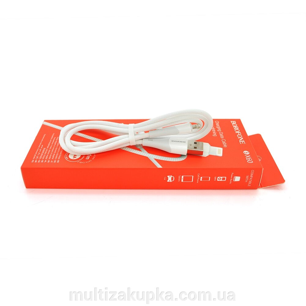 Кабель Borofone BX60, Lighting-USB, 2.4A, довжина 1м, White, BOX від компанії Mультізакупка - фото 1